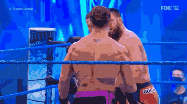 two men in a wrestling ring with the fox logo in the background