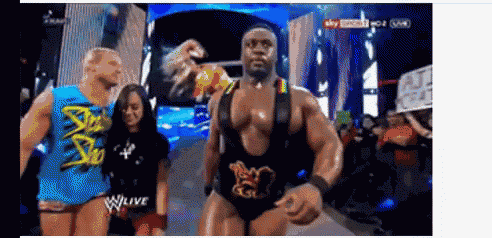 a wrestling match is being shown on a tv screen