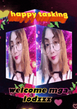 a poster that says happy tasking welcome mga iodzzz