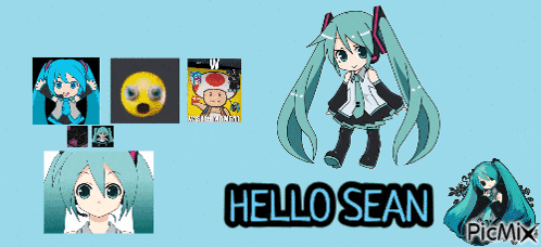 a picture of hatsune miku with the words hello sean