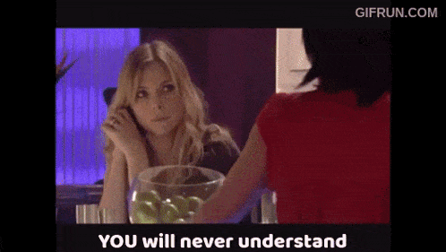 a woman talking on a cell phone next to a bowl of apples and the words " you will never understand "