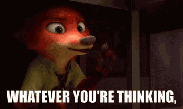 a cartoon character says " stop thinking it " in front of a window