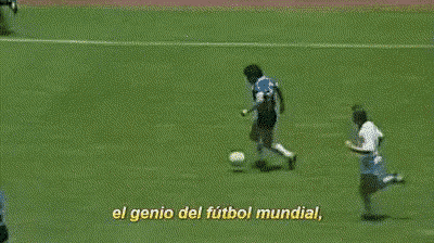 a soccer game is being played on a field with the words y va a tocar para burruchaga