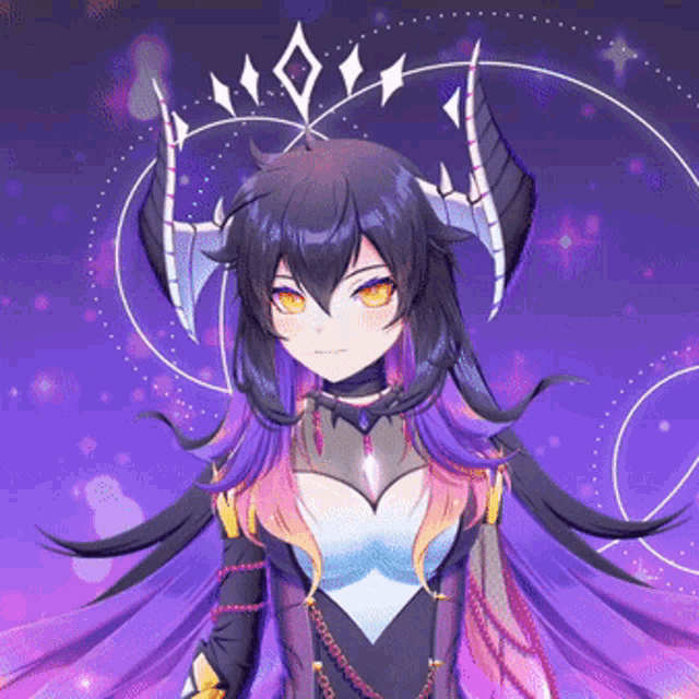 a girl with a crown on her head is wearing a purple dress