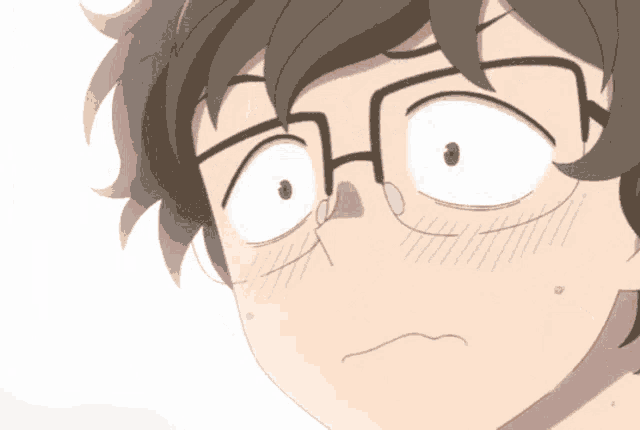 a close up of a cartoon character with glasses on