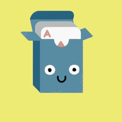 a box of playing cards with a face and sunglasses on it