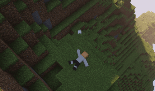 a person laying on the ground in a minecraft world