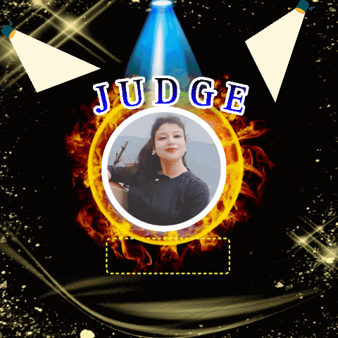a picture of a woman is surrounded by flames and the word judge