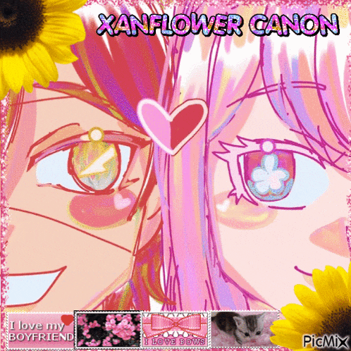 a picture of a girl and a boy with the words xanflower canon