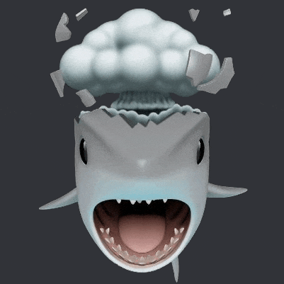 a cartoon shark with a cloud coming out of its mouth