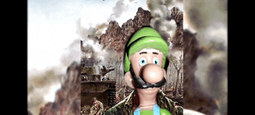 a picture of a cartoon character with a green hat