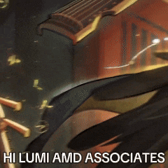a blurred image with the words hi lumi amd associates at the top