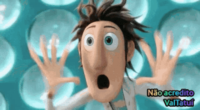 a cartoon character with a surprised look on his face and the words " não acredito valtatui " on the bottom