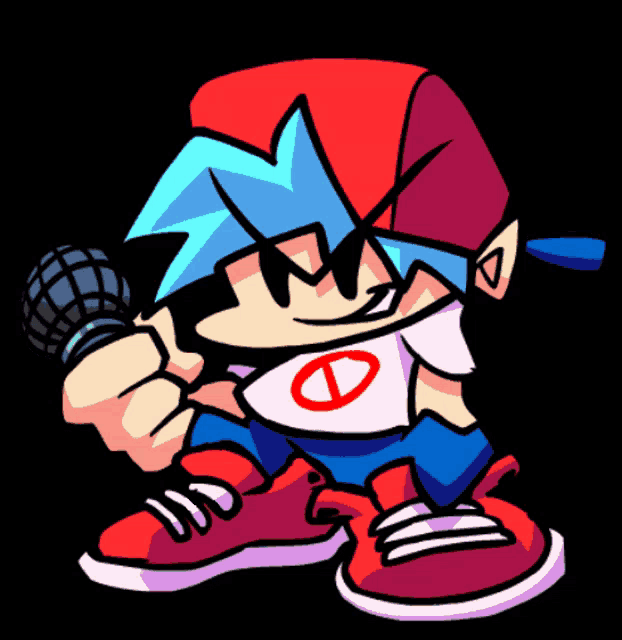 a cartoon character holding a microphone with a red circle on his shirt that says d