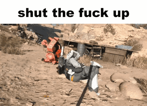 a screen shot of a video game with the words shut the fuck up
