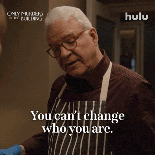 an advertisement for only murders in the building shows an older man wearing an apron