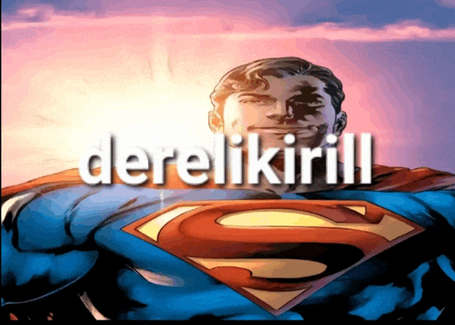 a cartoon of superman with the words derelikrill written on the bottom