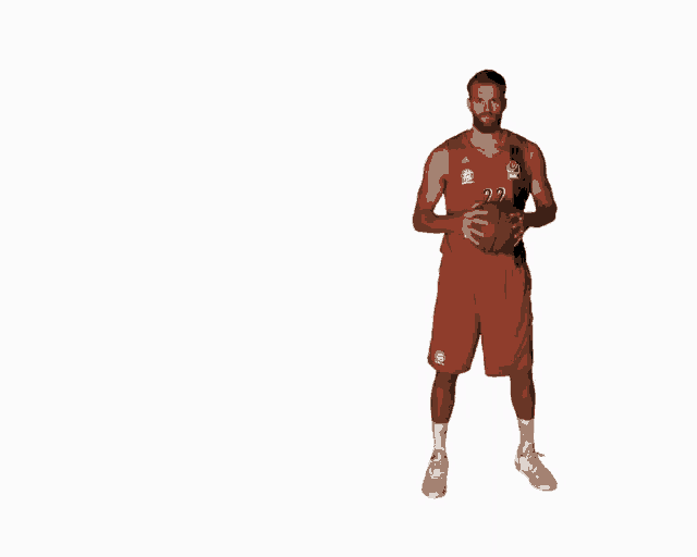 a man in a red jersey with the number 22 on it is throwing a basketball