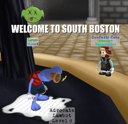 a welcome to south boston poster with a cartoon character