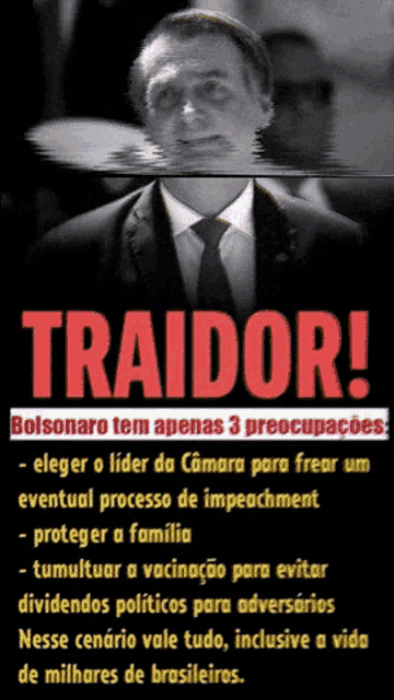 a poster with a man in a suit and tie and the word traidor on it