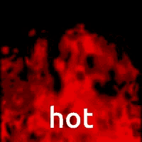 a red background with the word hot in white letters