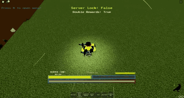a screenshot of a game that says server lock false and double rewards true