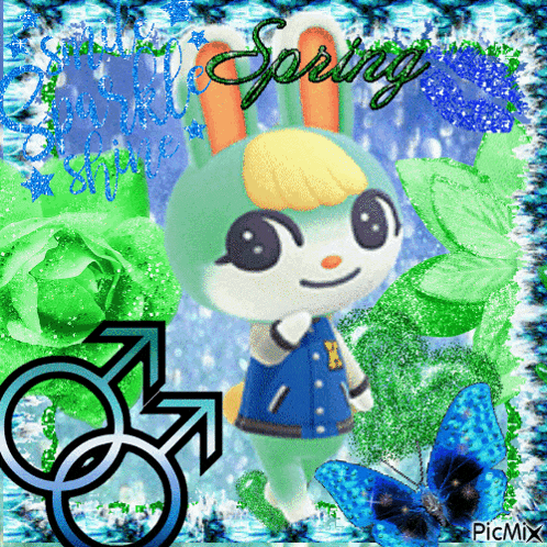 a picture of a bunny with the words spring written on it