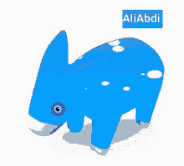 a blue cartoon donkey with the name aliabdi on the bottom