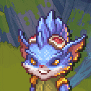 a pixel art drawing of a fox with a crown on its head