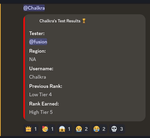 a screenshot of chalkra 's test results with a trophy on top