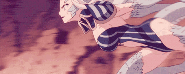 a woman with wings is flying in the air with the letter n on her chest