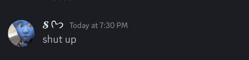 a black screen with a blue face and the words shut up