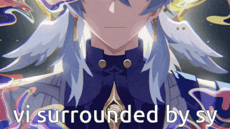 a picture of a girl with the words vi surrounded by sy on the bottom