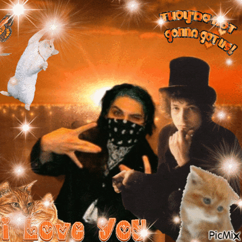 a picture of a man and a cat with the words i love you on the bottom right