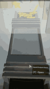 a screen that says input / output chest open on it
