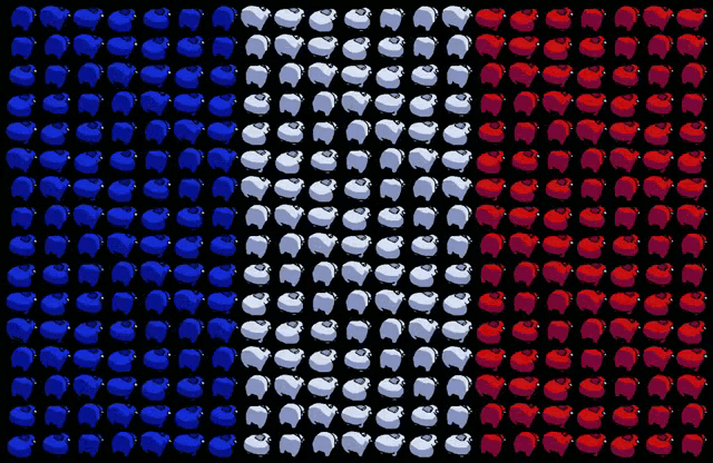 a pattern of pigs in red white and blue