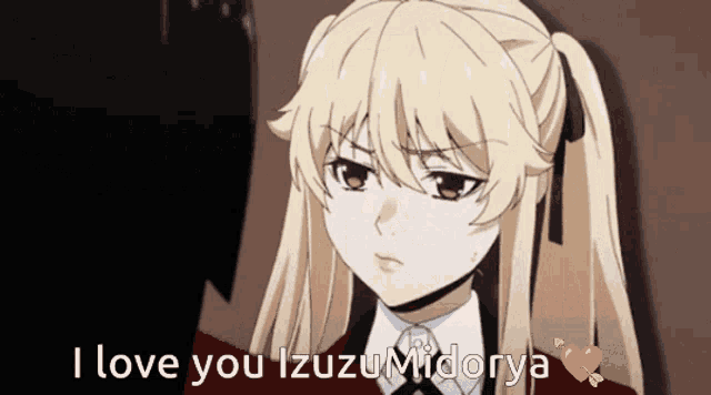 a blonde anime girl says i love you izuzumidorya