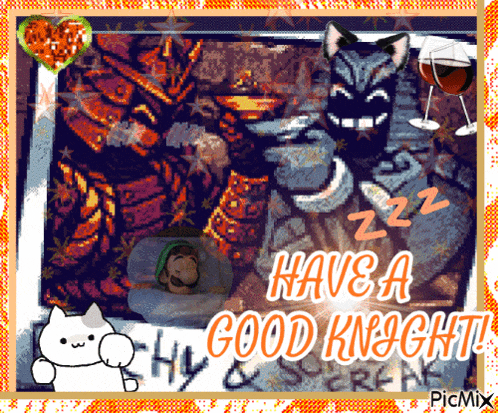 a picture of a cat with the words have a good night written on it