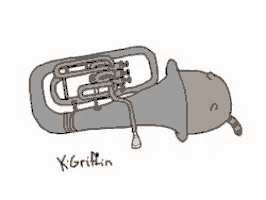 a drawing of a tuba with the name griffin written on the bottom