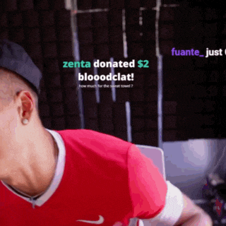 a man in a red shirt says zenta donated $ 2 blooddclat
