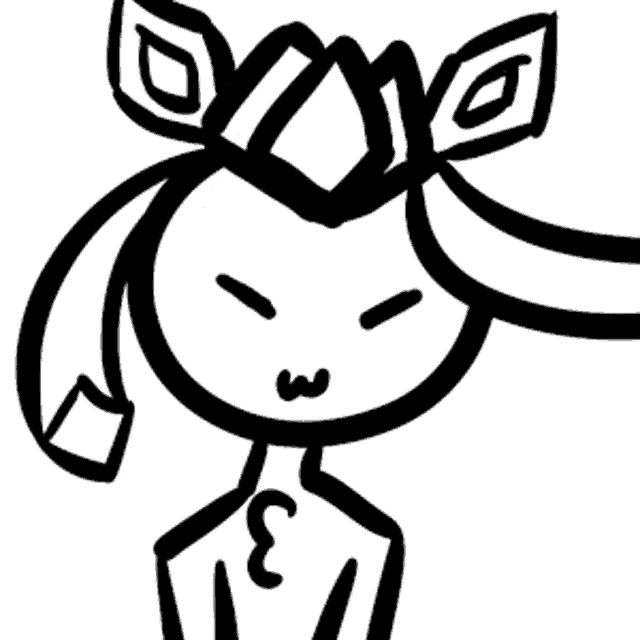 a black and white drawing of a girl with ears on her head