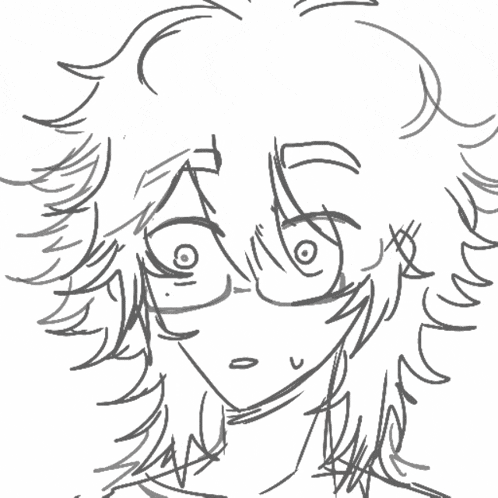 a drawing of a person 's face with a surprised look on it