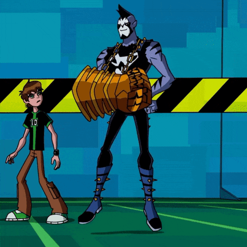 a boy with the number 10 on his shirt stands next to a cartoon character