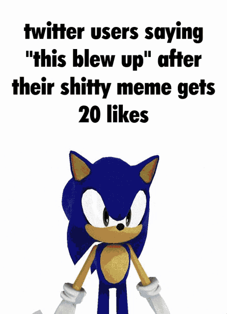 a cartoon of sonic the hedgehog with the caption twitter users saying " this blew up "