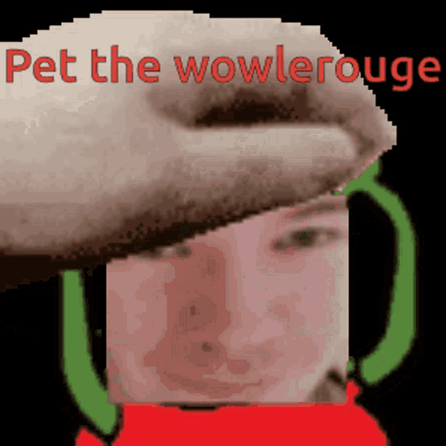 a pixelated image of a person with the words pet the wowleroug written on it