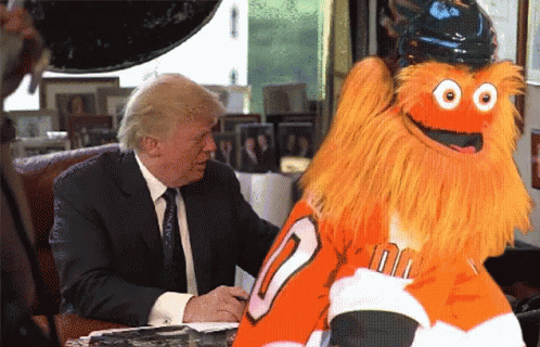 Gritty Scares Trump Philly GIF - Gritty Scares Trump Philly Philadelphia GIFs