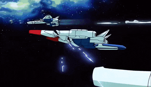 a cartoon of a space ship flying through the space