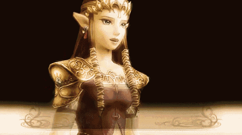 a video game character with a crown on her head and a red dress