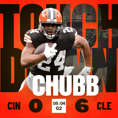 a poster of a football player named chubb