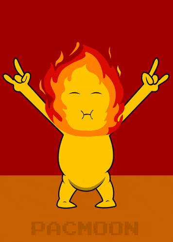 a cartoon character with flames on his head and banger written on the bottom